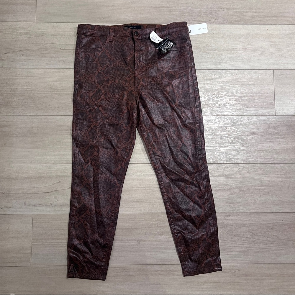 NWT J BRAND Alana High Rise Crop Skinny Jeans Animal Snake Brown Sz 32 Msrp $340 - Picture 4 of 15